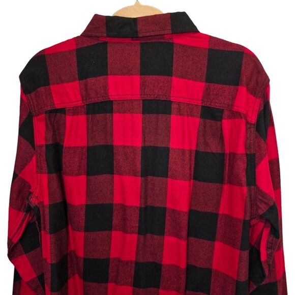 NWT George Men's L (42-44) Red Plaid Flannel Long Sleeve Buffalo Check Shirt - Picture 9 of 15